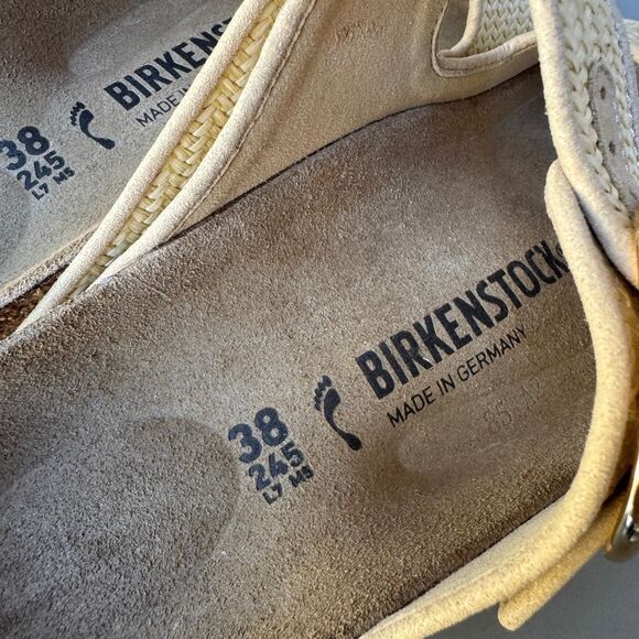 Birkenstock Arizona Big Buckle Raffia Sandal Women’s 38EU or 7US Natural Texture - Picture 9 of 12